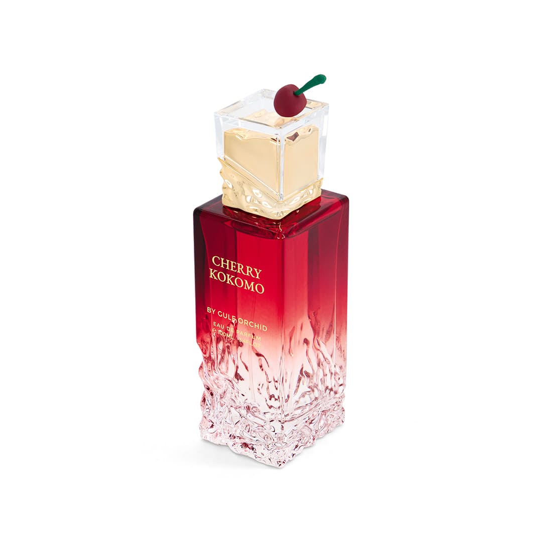 Gulf Orchid Cherry Kokomo 100 ml — flacone visto dall'alto e di tre quarti, fotografia ufficiale Gulf Orchid