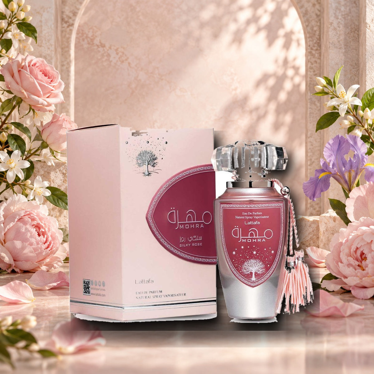 LATTAFA - MOHRA SILKY ROSE - ambientazione floreale elegante
