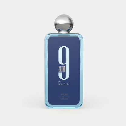 Afnan 9 AM Dive 100 ml – flacone ufficiale vista frontale