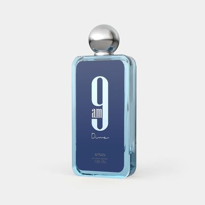 Afnan 9 AM Dive 100 ml – flacone ufficiale vista a tre quarti