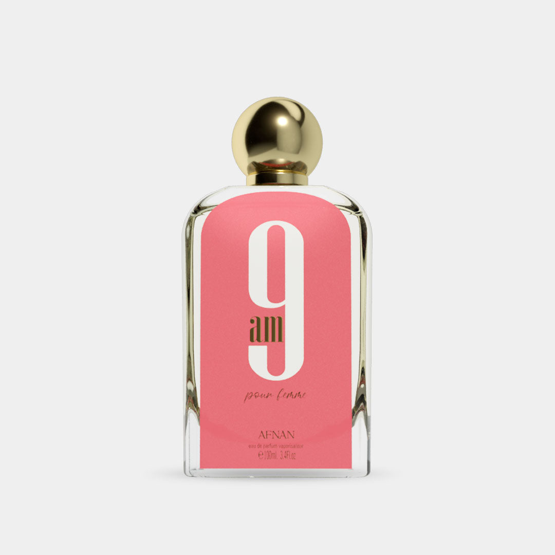 Afnan 9 AM Pour Femme 100 ml – flacone ufficiale vista frontale