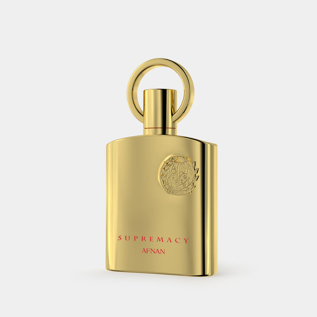 Afnan Supremacy Gold 100 ml – flacone ufficiale vista a tre quarti