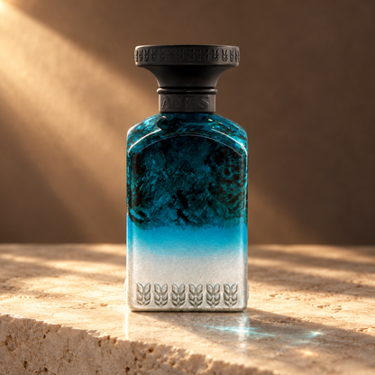 ANFAS DHAI — flacone in luce radente, ambientazione creata con IA