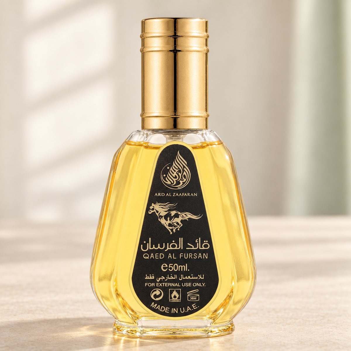 ARD AL ZAAFARAN QAED AL FURSAN 50 ml - boccetta frontale fotografica realistica
