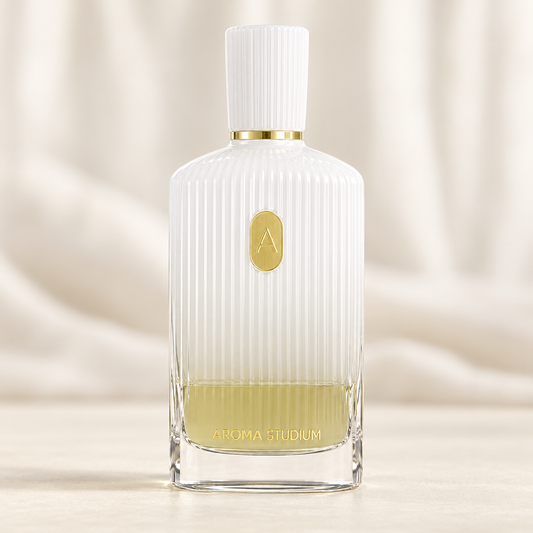AROMA STUDIUM - TIGER MILK | Eau de Parfum Unisex, flacone frontale centrale ravvicinato con sfondo leggero