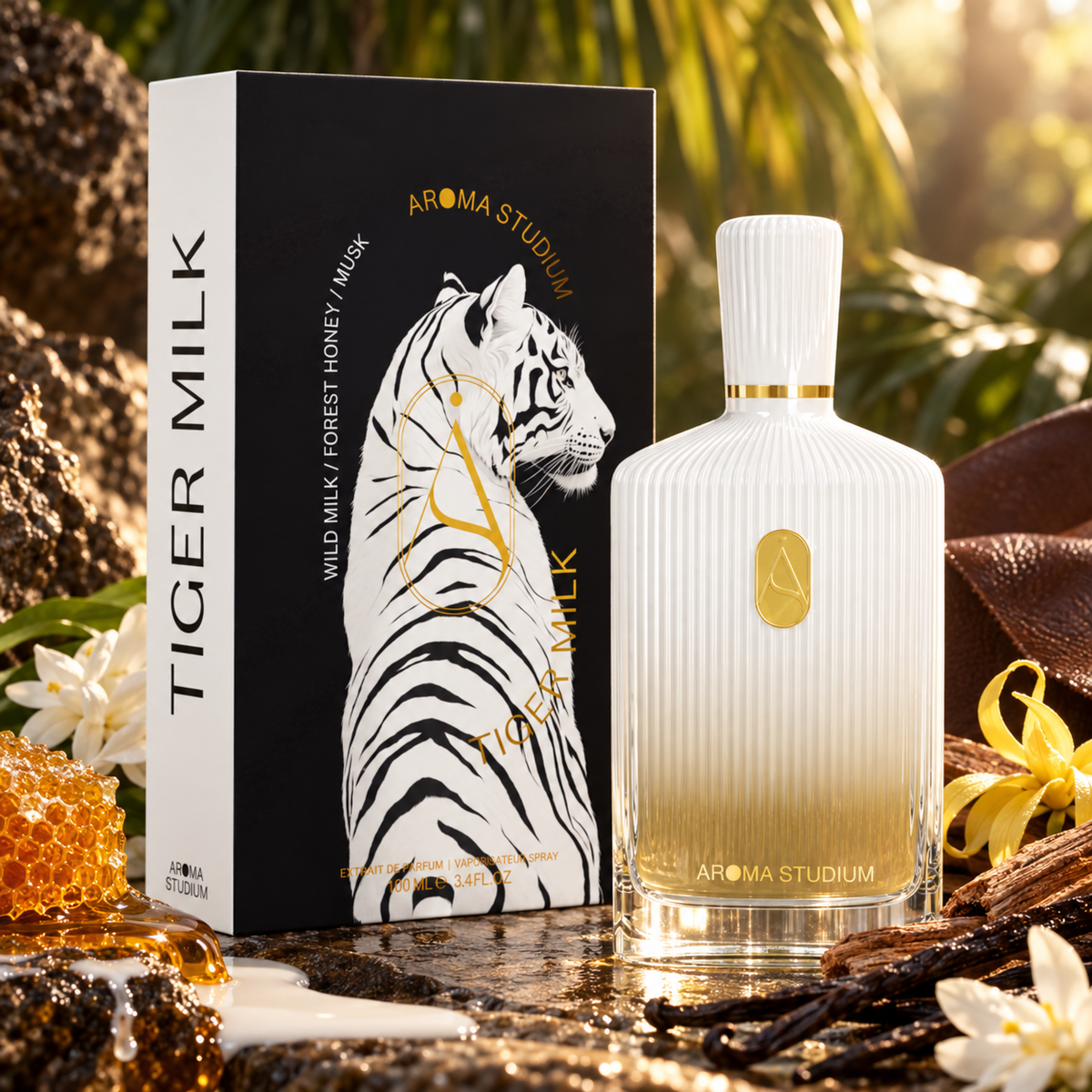 AROMA STUDIUM - TIGER MILK | Eau de Parfum Unisex – foto protagonista coerente con le note olfattive