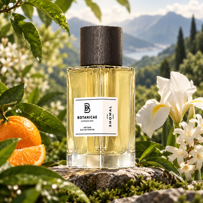 Botanicae Shomal con mandarino, iris e foglie di tè