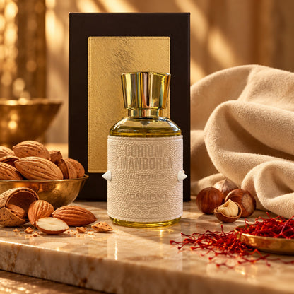 Dadamilano CORIUM AMANDORLA — ambientazione ispirata alle note, creata con IA