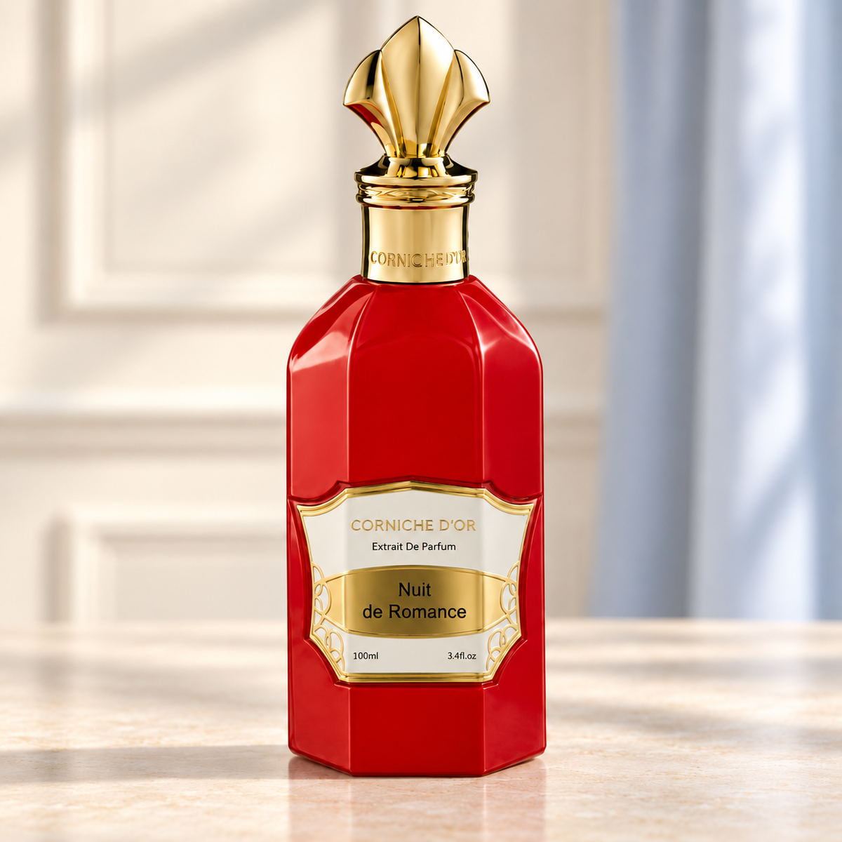 Corniche d'Or Nuit de Romance 100 ml, flacone frontale su sfondo chiaro