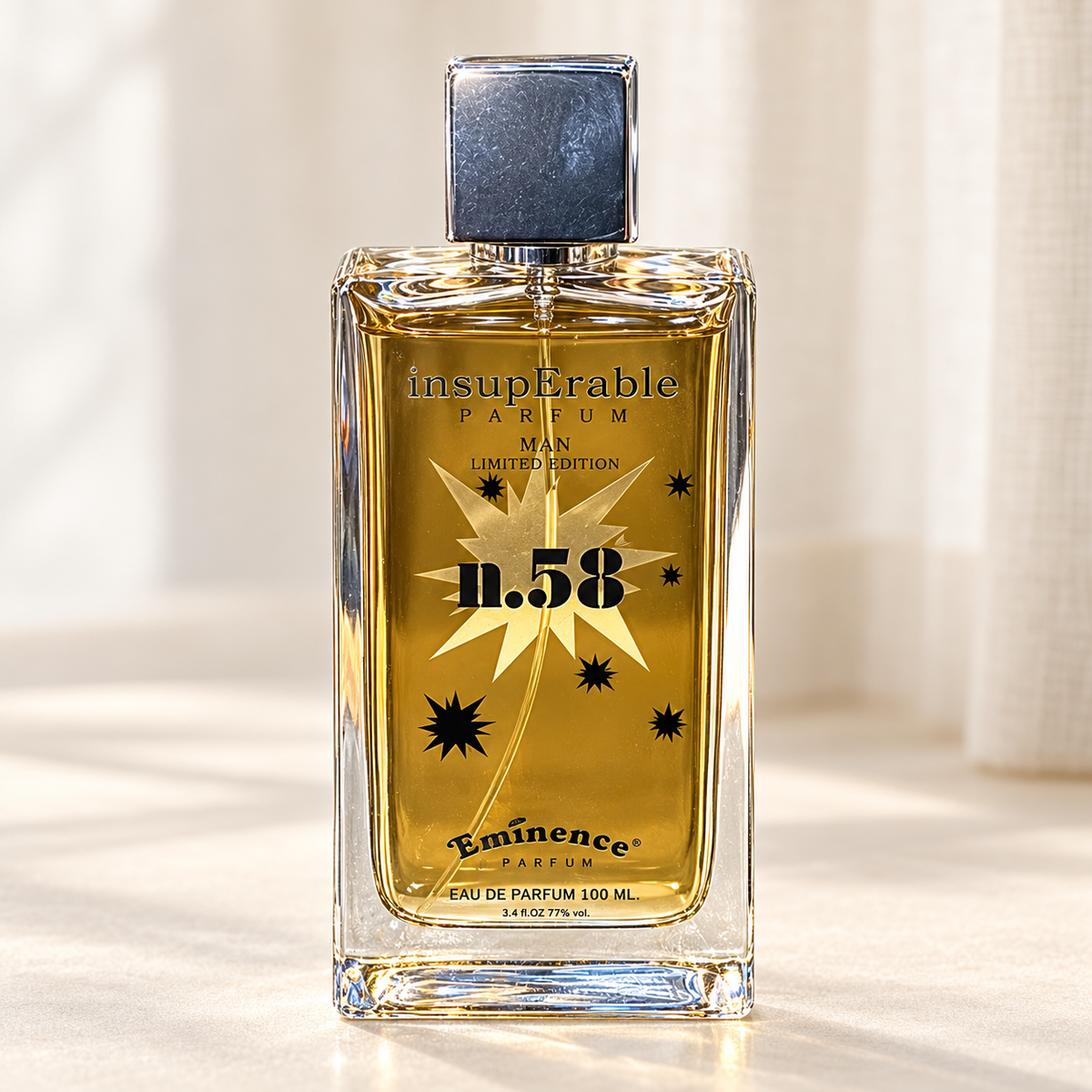 EMINENCE - INSUPERABLE MAN NO. 58, flacone frontale centrale ravvicinato con sfondo leggero