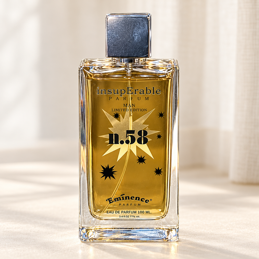 EMINENCE - INSUPERABLE MAN NO. 58, flacone frontale centrale ravvicinato con sfondo leggero