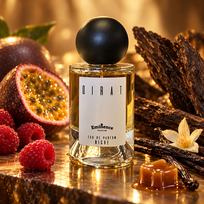 Eminence Qirat con frutto della passione, lamponi e oud