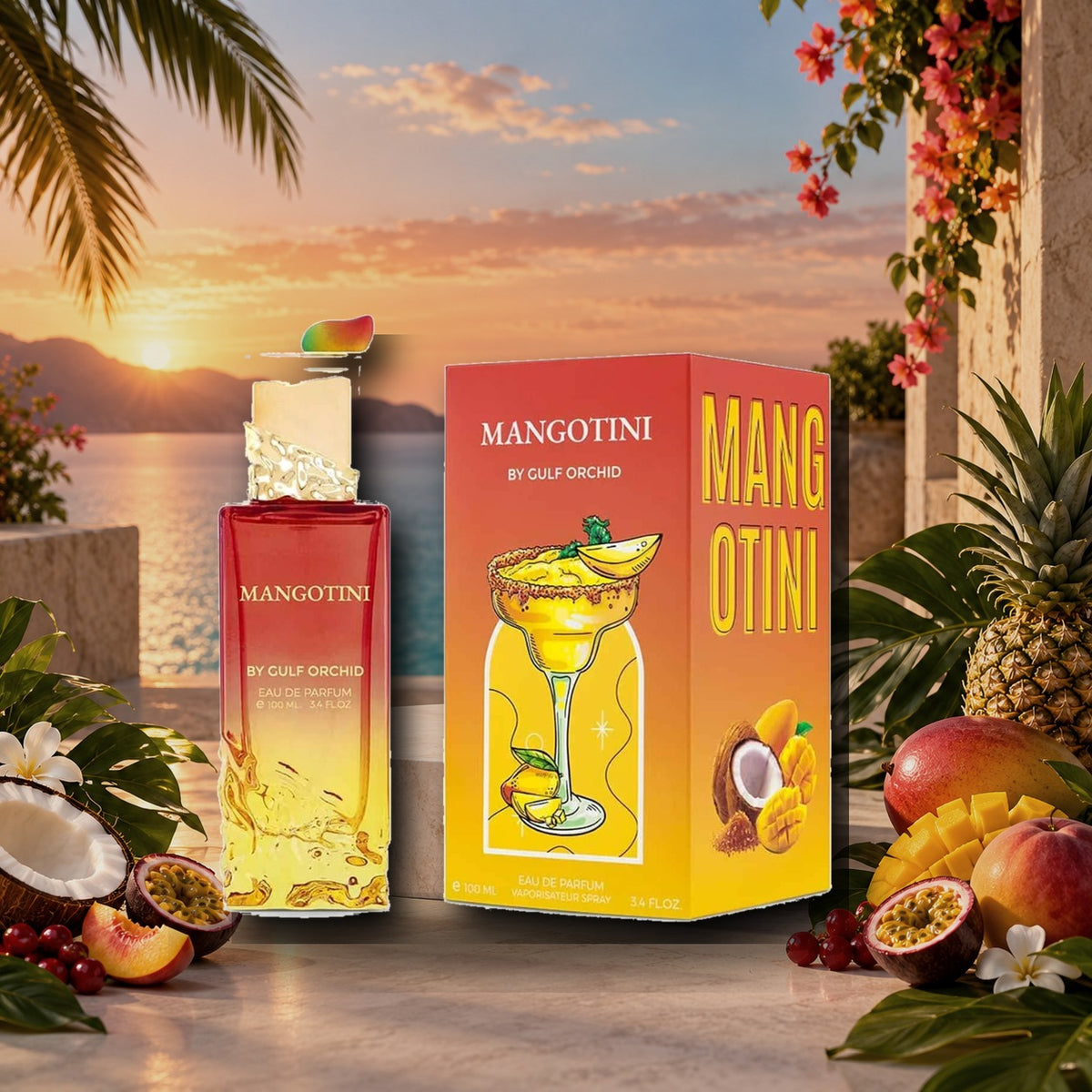 GULF ORCHID - MANGOTINI - dettaglio in ambientazione fruttata tropicale