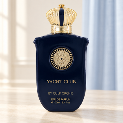 GULF ORCHID - YACHT CLUB, flacone frontale centrale ravvicinato con sfondo leggero