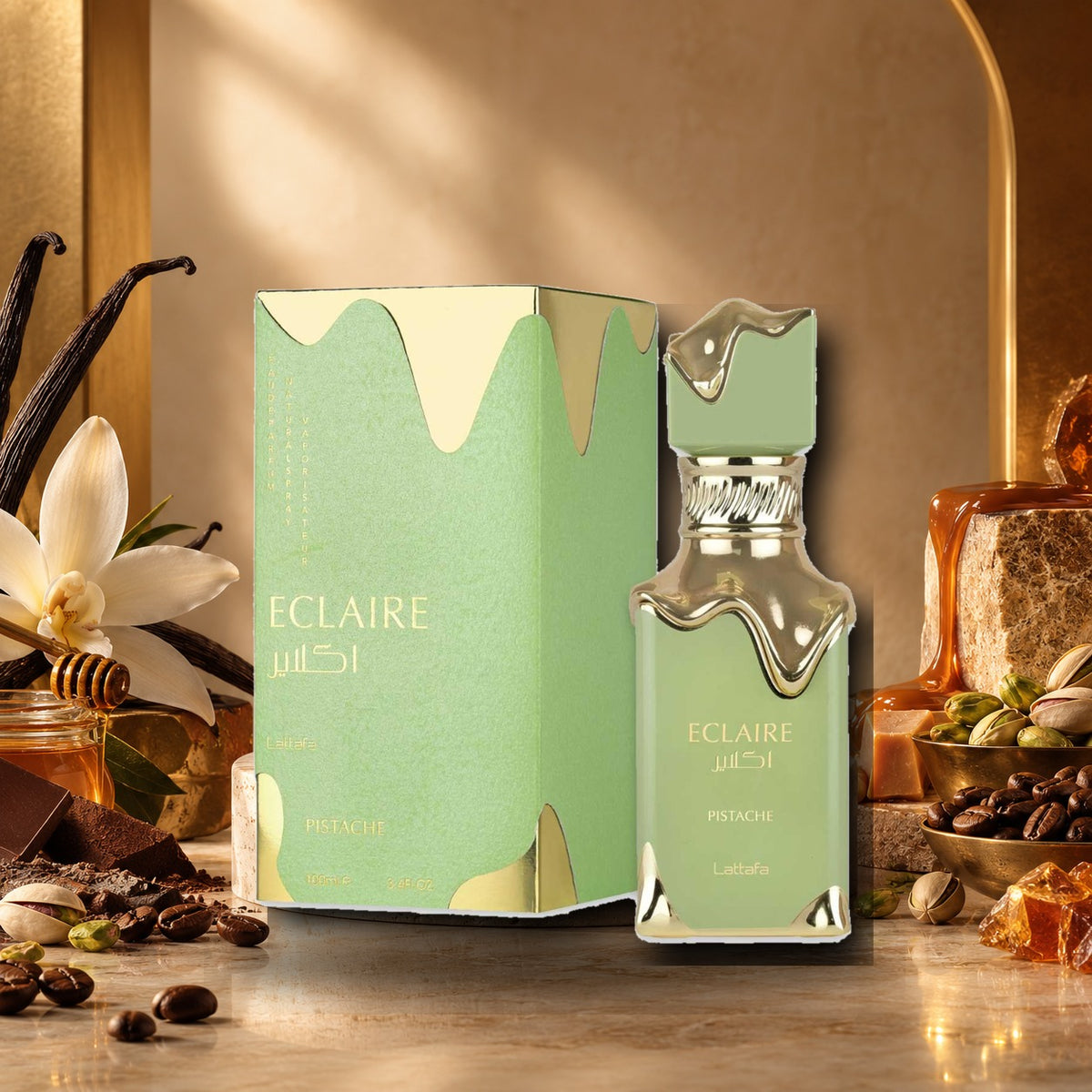 LATTAFA - ECLAIRE PISTACHE - ambientazione calda gourmand