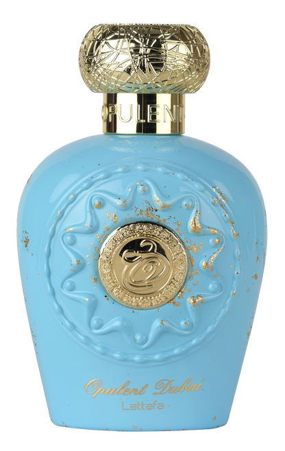 Lattafa Opulent Dubai 100 ml – flacone azzurro frontale ufficiale