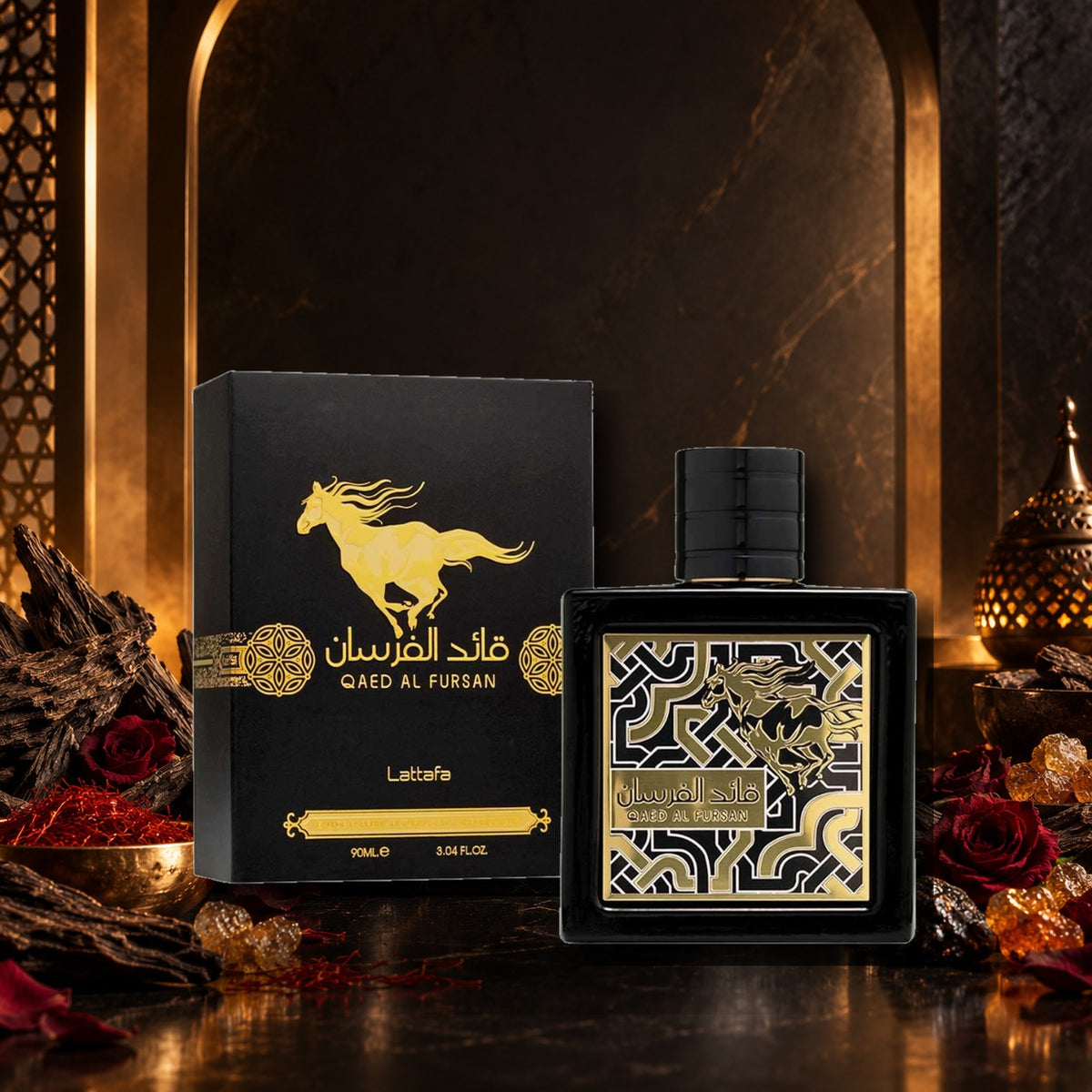 LATTAFA - QAED AL FURSAN - ambientazione orientale con oud e spezie