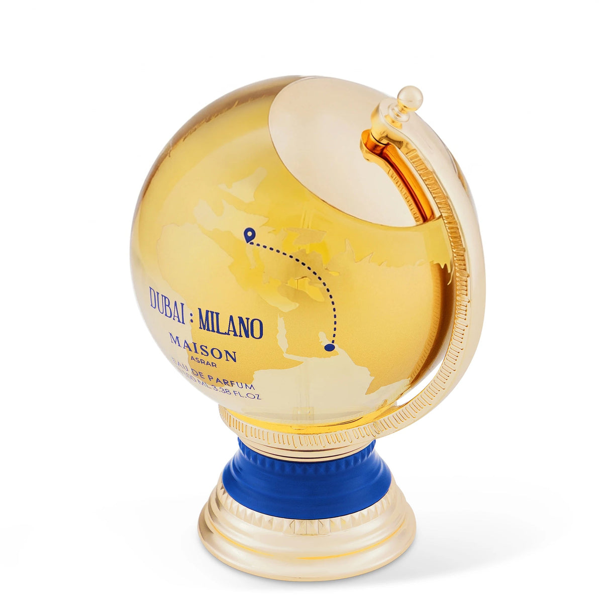 Maison Asrar Dubai Milano 100 ml — flacone visto di tre quarti, fotografia ufficiale Maison Asrar