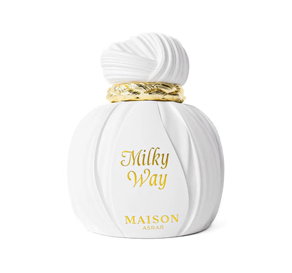 Maison Asrar Milky Way Eau de Parfum 100 ml – flacone bianco su fondo chiaro