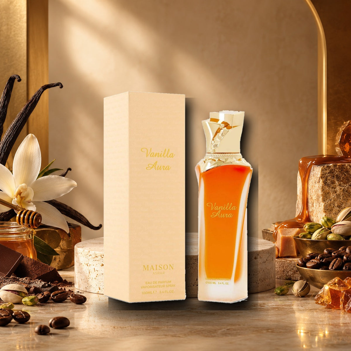 MAISON ASRAR - VANILLA AURA - ambientazione calda gourmand