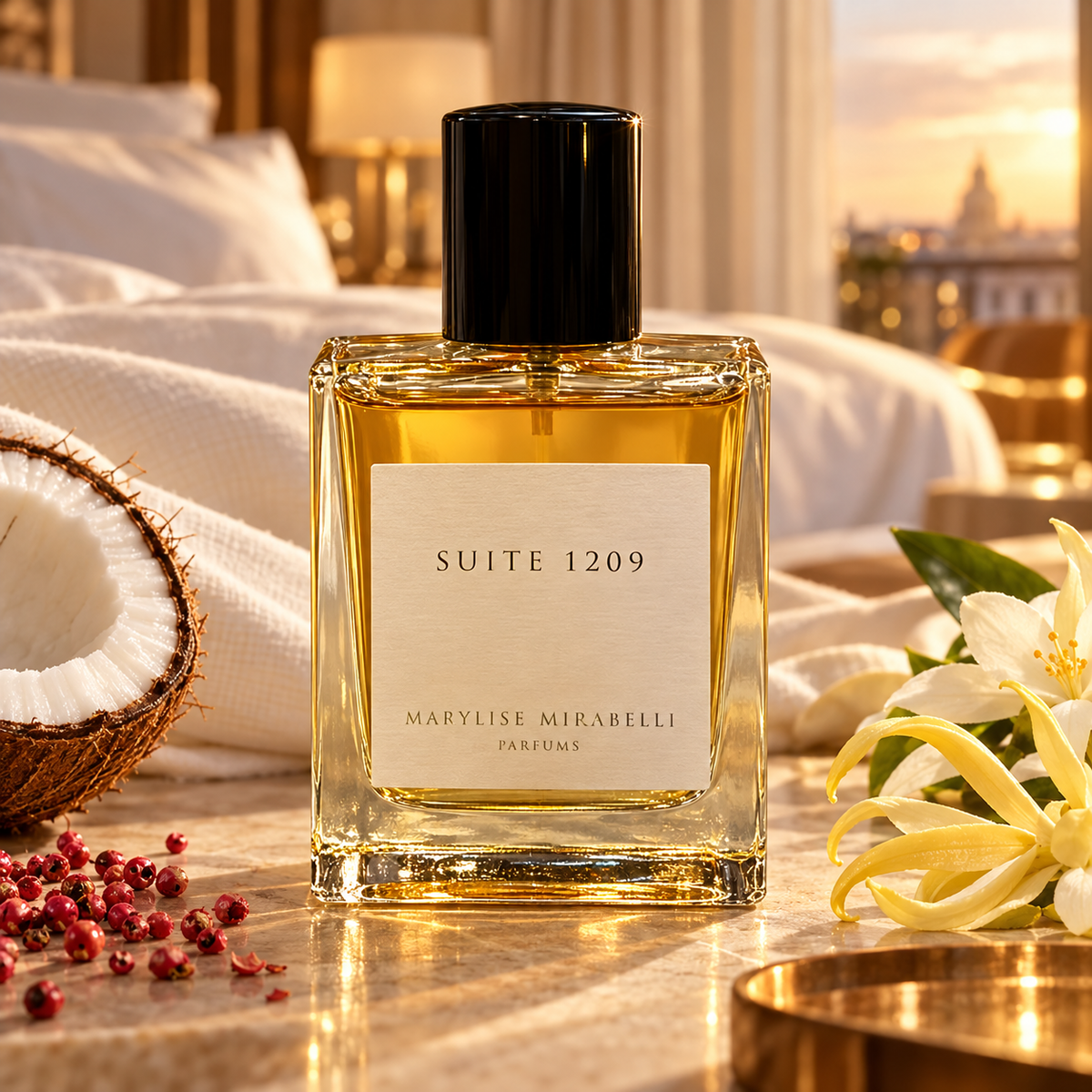 Marylise Mirabelli Suite 1209 tra cocco e fiori bianchi