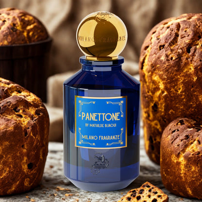 Milano Fragranze Panettone 100 ml ambientato con il dolce milanese