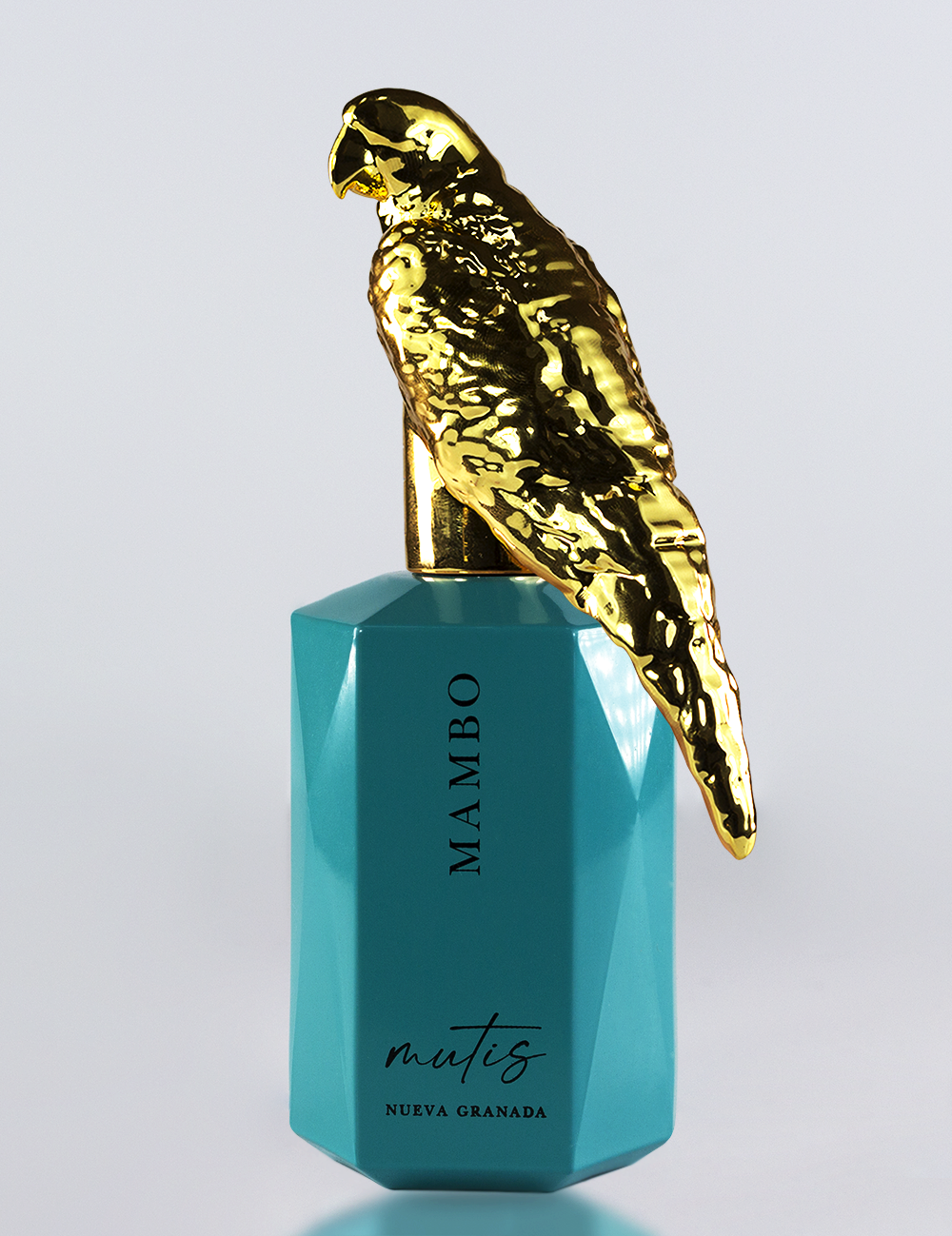 Mutis Nueva Granada Mambo 50 ml, dettaglio del flacone turchese