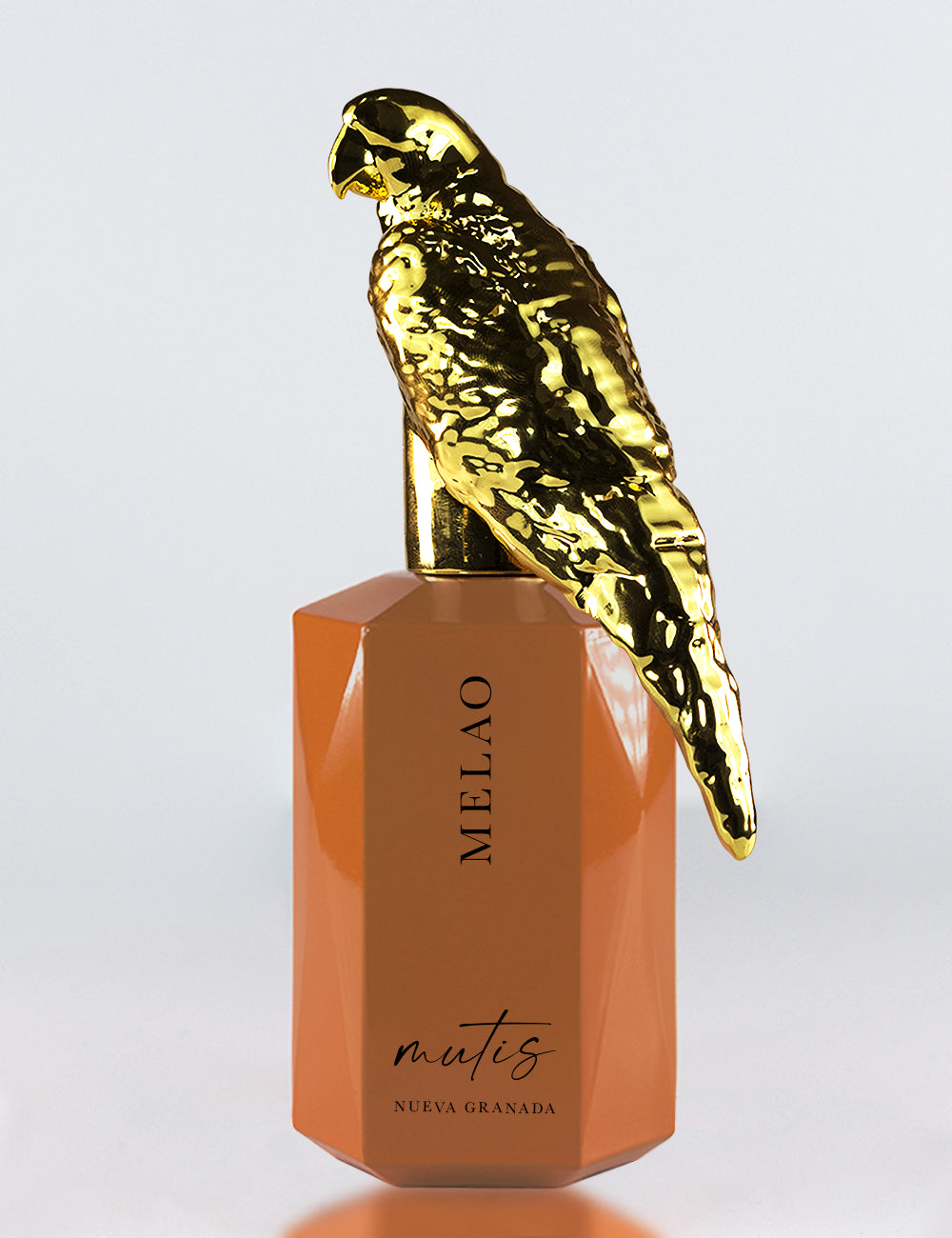 Mutis Nueva Granada Melao 50 ml, dettaglio del flacone arancio