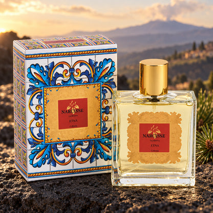 NARCISSE TAORMINA - ETNA – flacone e confezione in ambientazione dedicata