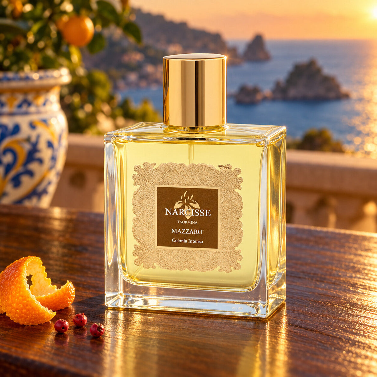 NARCISSE TAORMINA - MAZZARÒ – dettaglio del flacone in ambientazione dedicata