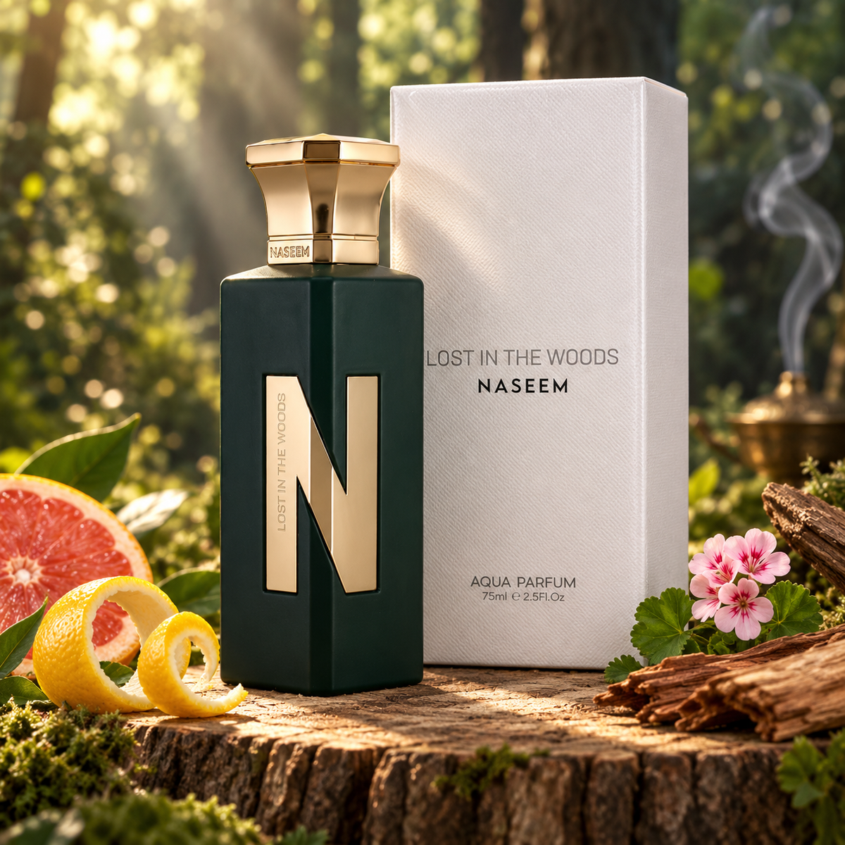 NASEEM - LOST IN THE WOODS – fotografia ambientata coerente con le note olfattive