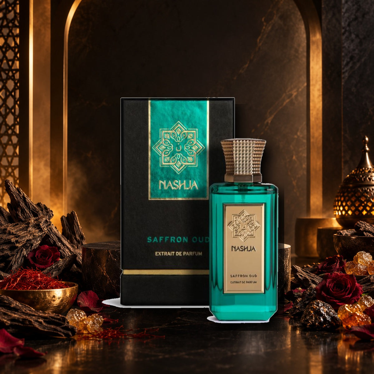 NASHJA - SAFFRON OUD - ambientazione orientale con oud e spezie