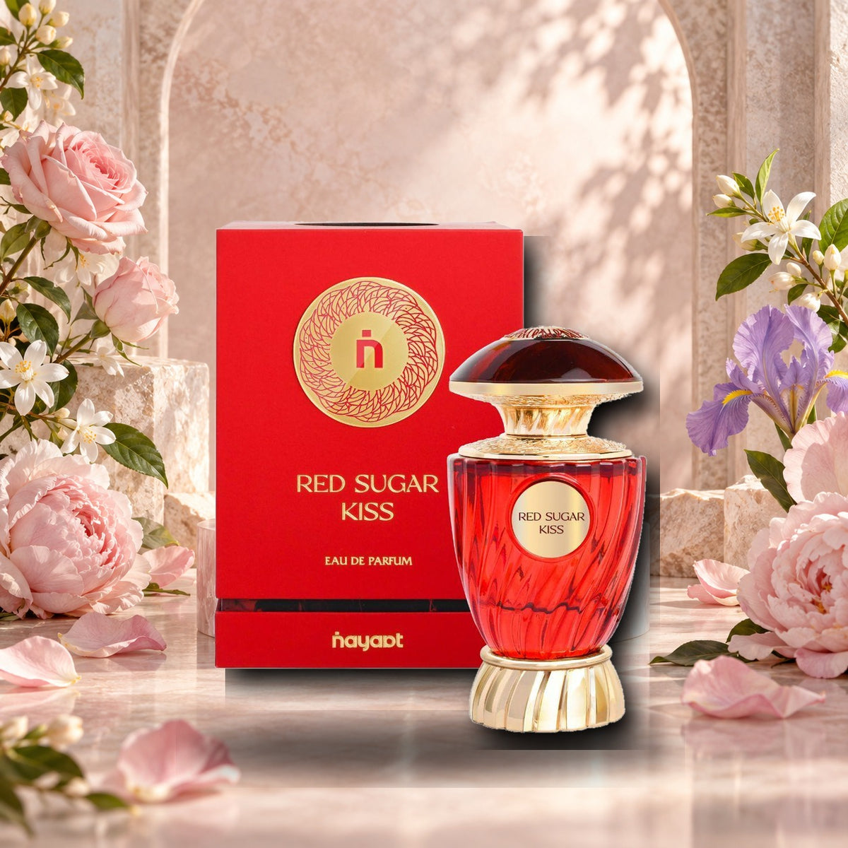 NAYAAT - RED SUGAR KISS - ambientazione floreale elegante