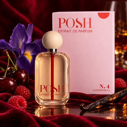 Flacone e confezione Posh N.4 tra ciliegie nere, lampone e vaniglia