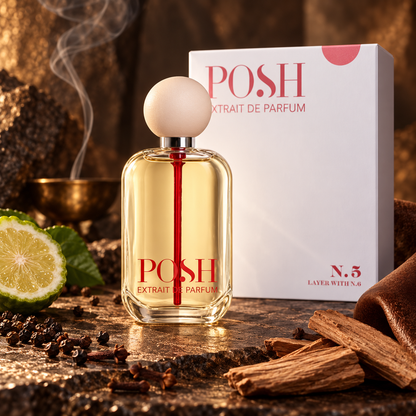 Flacone e confezione Posh N.5 tra bergamotto, incenso e legni