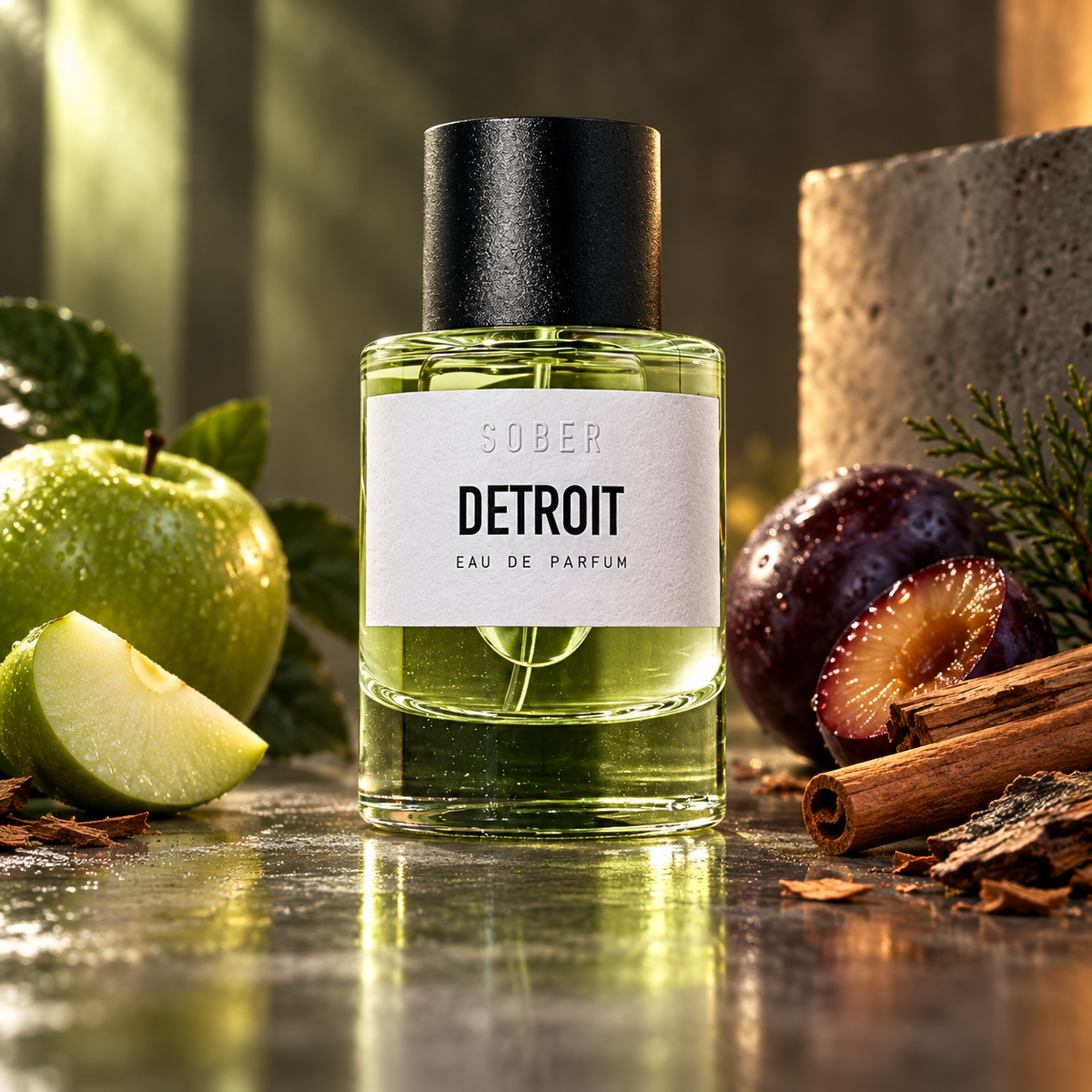 Sober Detroit tra mela verde, prugna e legni