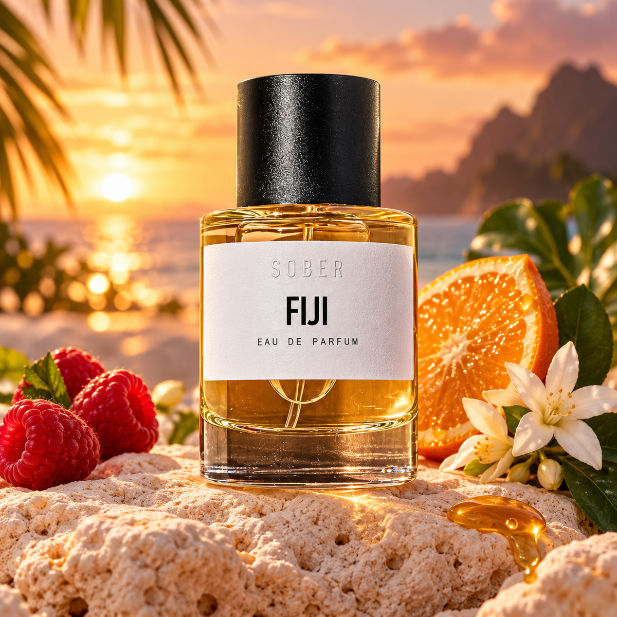 Sober Fiji tra lampone, arancia e fiori bianchi