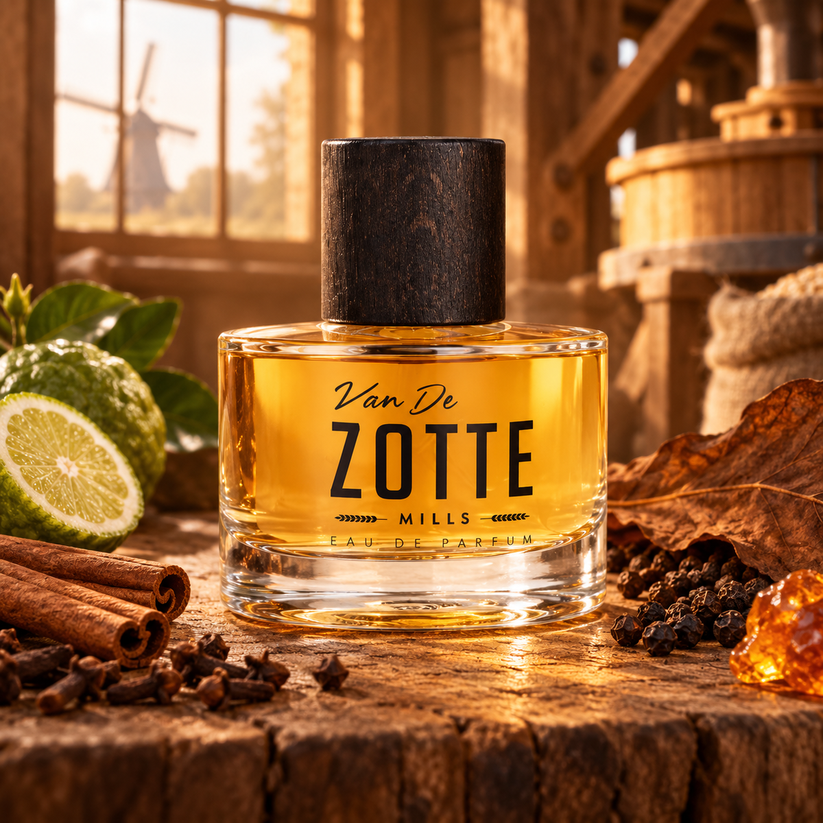 Van de Zotte Mills con spezie e legno in luce dorata