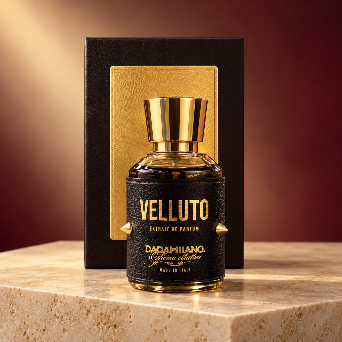 Dadamilano VELLUTO — flacone e confezione, ambientazione creata con IA
